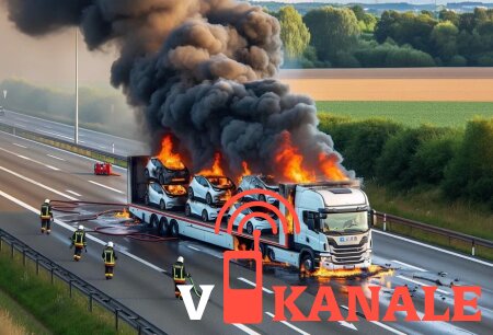 Автовоз белорусского дальнобойщика с электромобилями сгорел в Германии