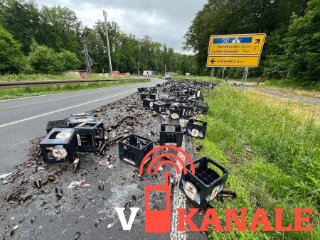 Германия: 150 ящиков пива потерял гузовик на дороге около Зондерсхаузен