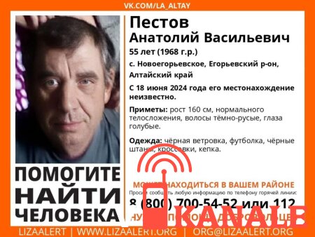 Пестов Анатолий: Пропавшего мужчину ищут в Алтайском крае с середины июня